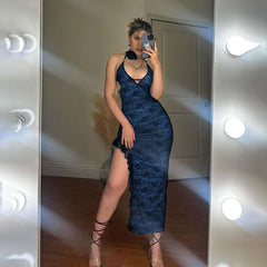 Synthetic Lace Split Sling Dress