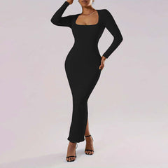 Square Collar And Sheath Dress